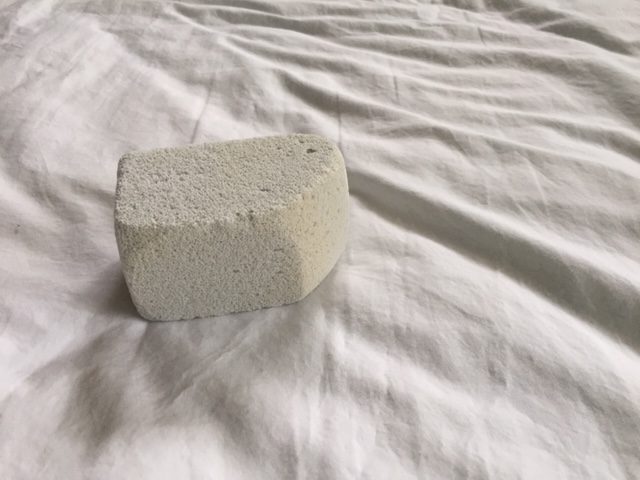 I used this pumice stone to rough up the crispy cotton sheets to make them softer.